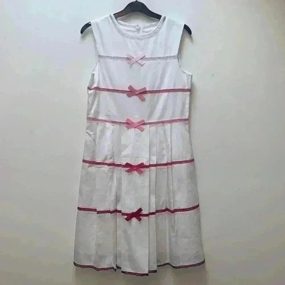 CREWCUTS Off-White Dress with Bows - Picture 1 of 12